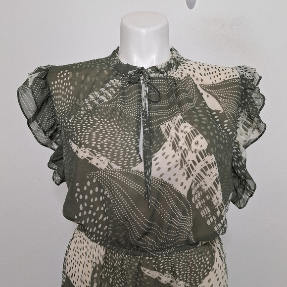 Philosophy Coquette Green White Cottagecore Abstract Sheer Prairie Midi Dress 3X - Picture 3 of 12